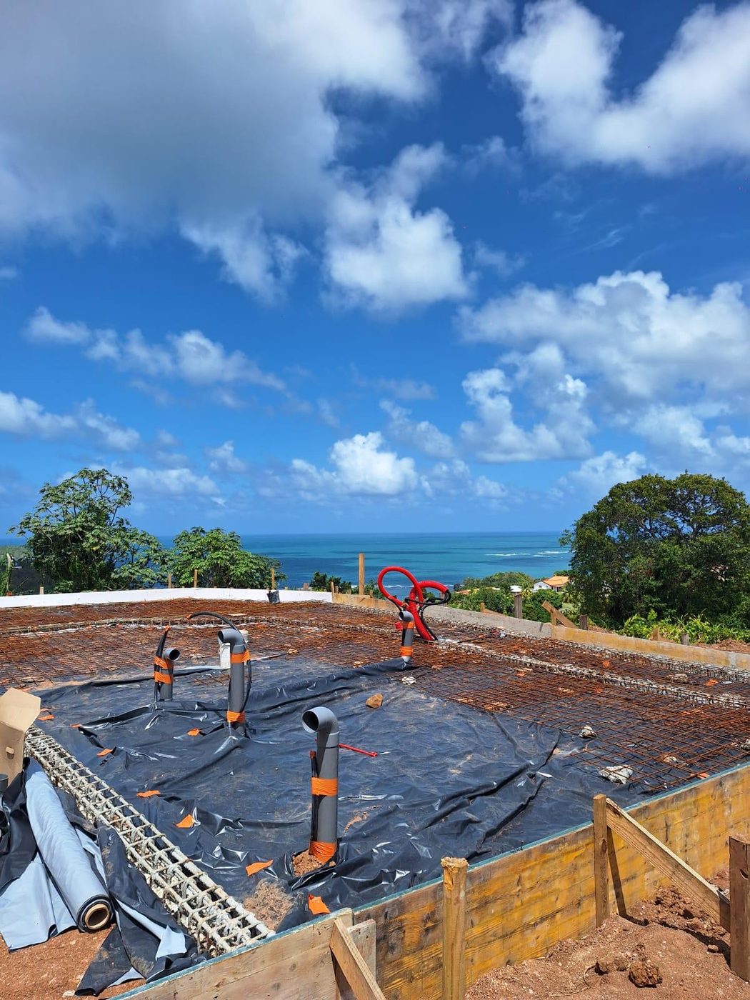 Ferraillage de dalle avec vue sur la mer